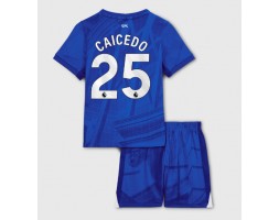 Chelsea Moises Caicedo #25 Hemmaställ Barn 2025-26 Kortärmad (+ Korta byxor)